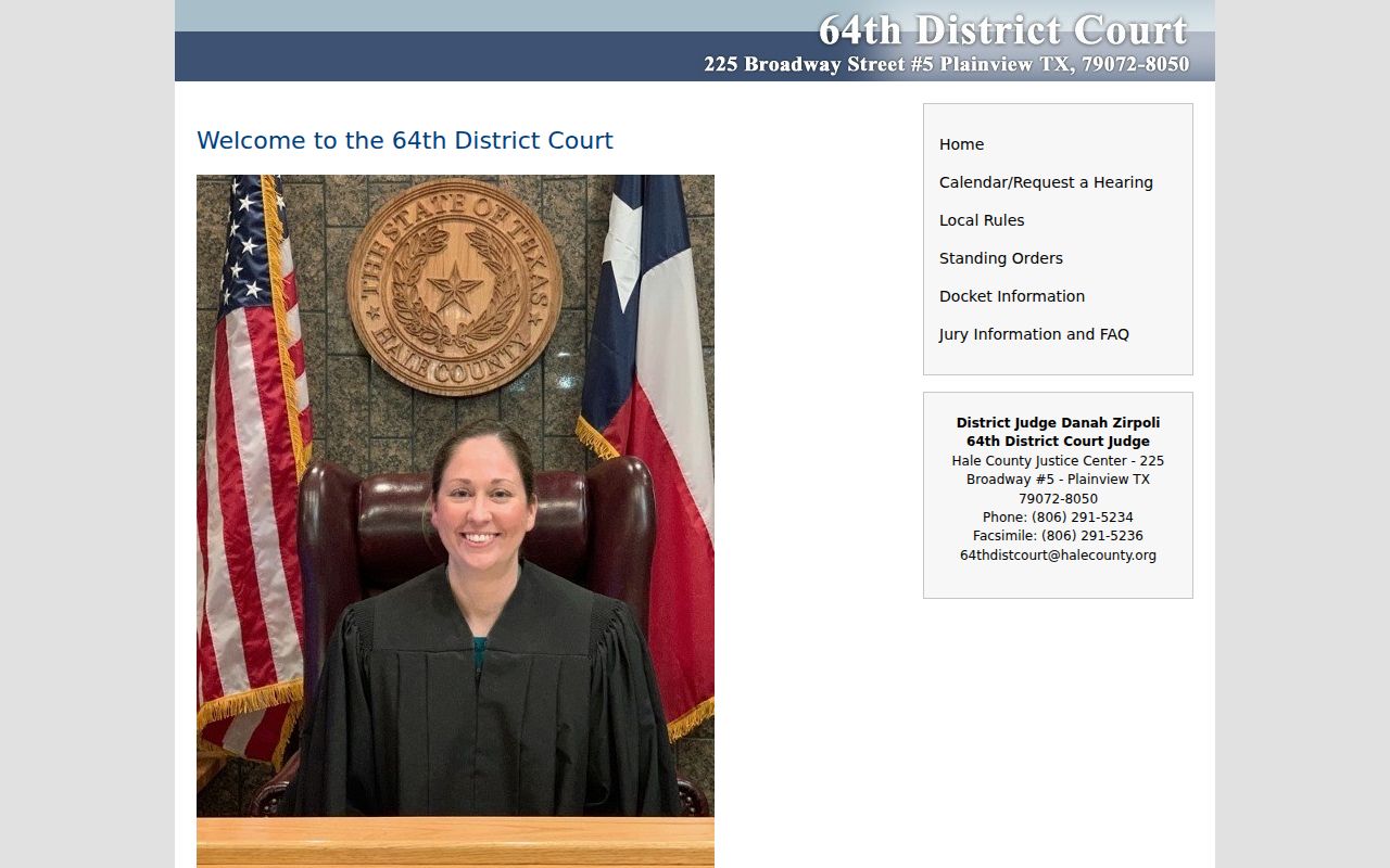 Hale County warrant records 64th District Court contact page