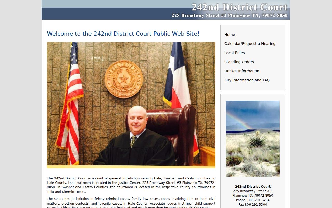 Hale County warrant records 242nd District Court contact page