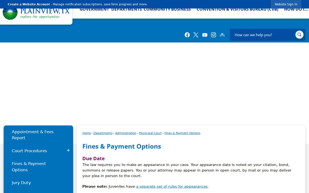 Hale County warrant records Plainview court payment options