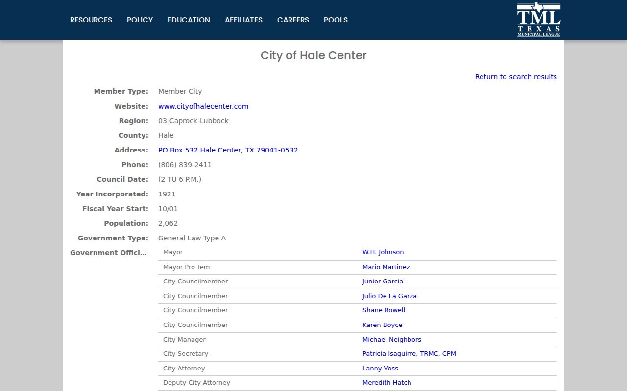Hale County Hale Center warrant records municipal court directory
