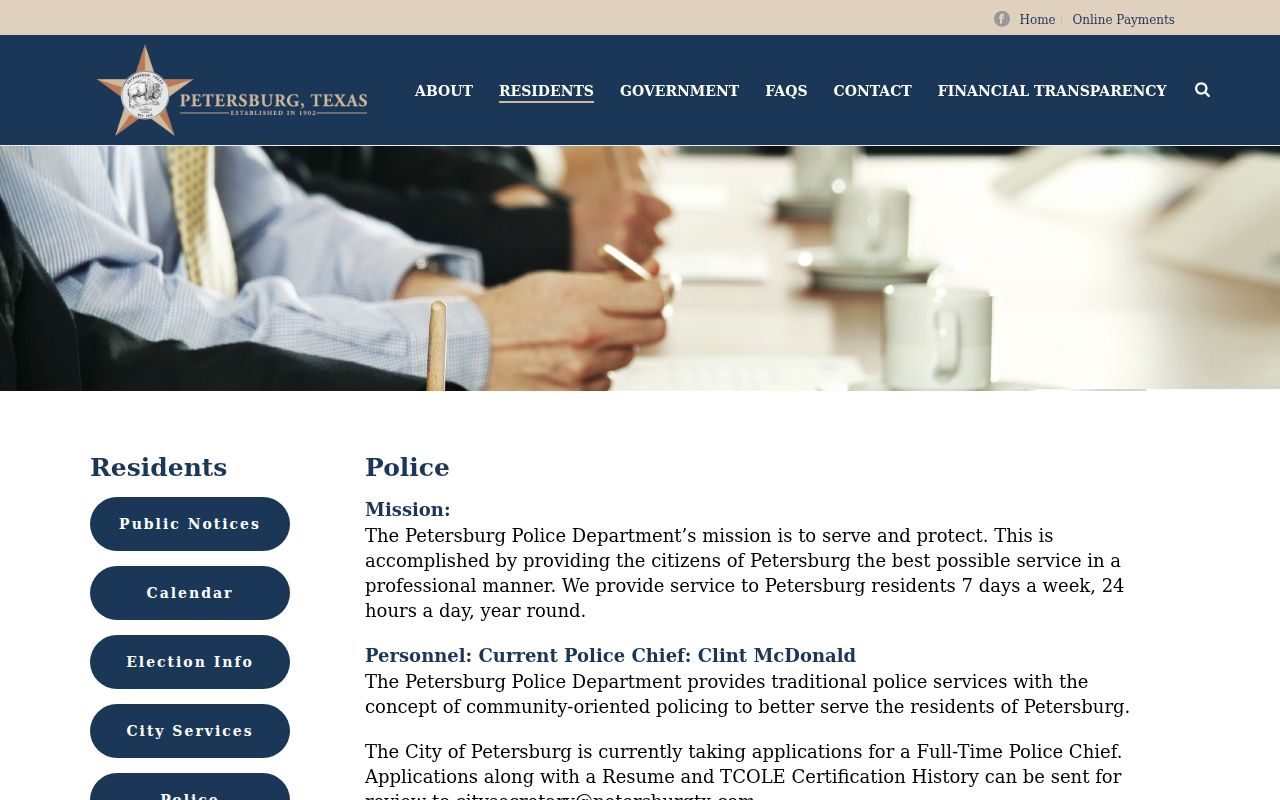 Hale County Petersburg warrant records Police Department contact